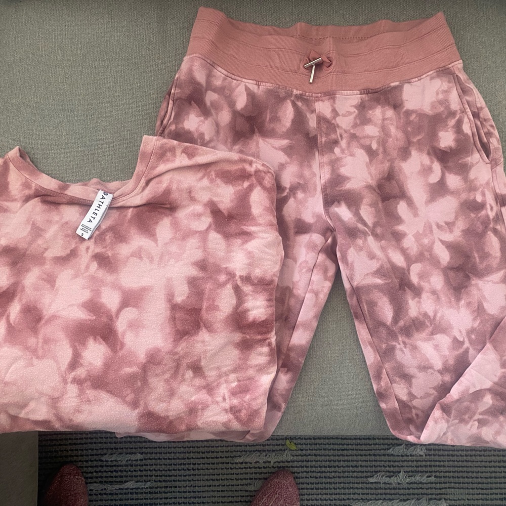 Balance Printed Jogger and crew sweater from Athleta